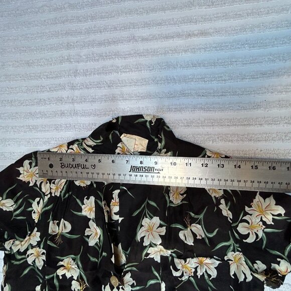 Sunshine by Sherry Holt Womens Hawaiian Shirt Small Retro Floral Aloha Top Black - Picture 5 of 8